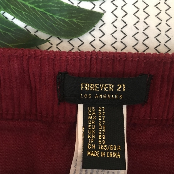 Maroon Courduroy Button Up Skater Skirt - Picture 2 of 2